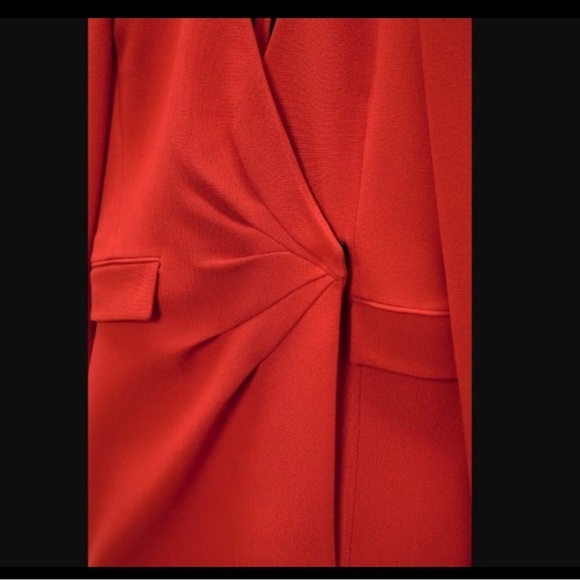 Zara Draped Blazer Red Dress. Size Small in Green color. - Picture 6 of 8